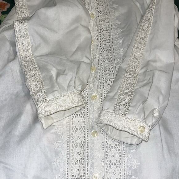 Vintage • Shirt dress • Leslie Fay petite • crocheted lace • modest • beach - Picture 5 of 10